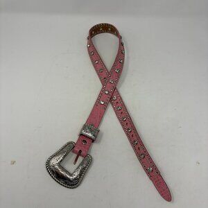 Nocona Belt Co. women's belt pink leather silver western XS